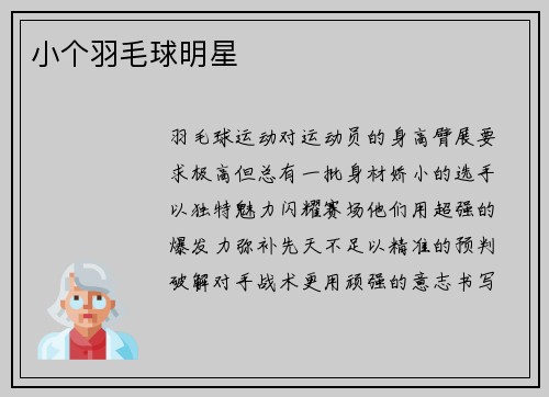 小个羽毛球明星